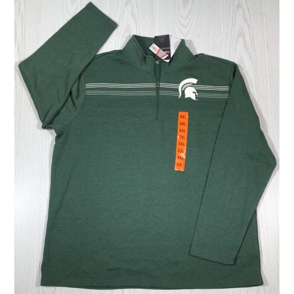 Other - Michigan State Spartans 1/4 Zip Pullover Mens XXL Green Mock Neck Cotton Blend